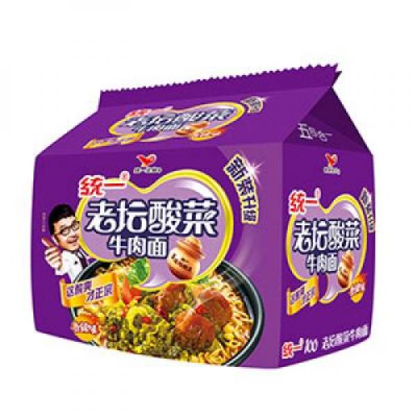 统一老坛酸菜牛肉面5连包5x119G