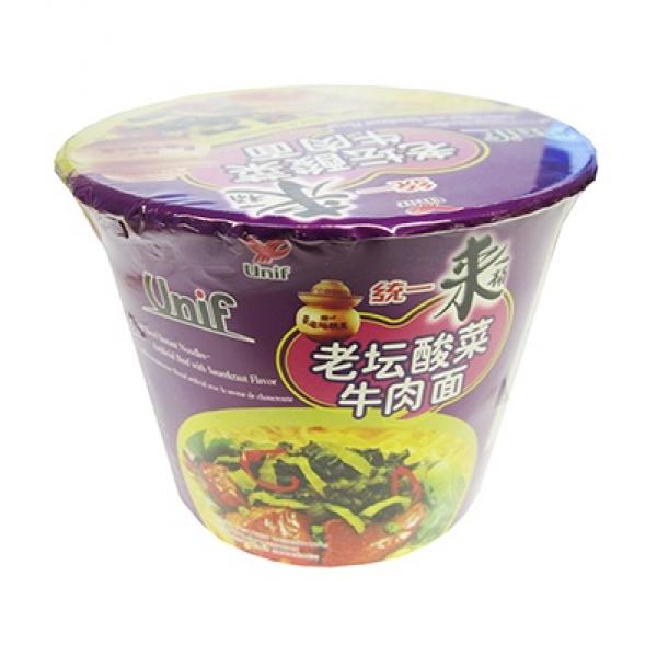 统一桶装老坛酸菜牛肉面125G