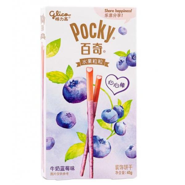 格力高百奇水果粒粒牛奶蓝莓味45G